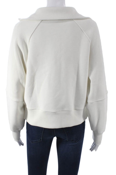 Varley Womens Pullover Collared Zip Cotton Long Sleeve White Size XS
