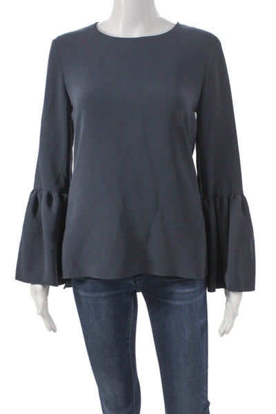 Charlotte Brody Women Basic Blue Long Sleeve Round Neck Blouse Size S