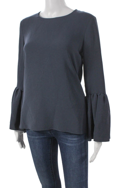 Charlotte Brody Women Basic Blue Long Sleeve Round Neck Blouse Size S