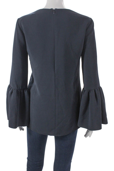 Charlotte Brody Women Basic Blue Long Sleeve Round Neck Blouse Size S