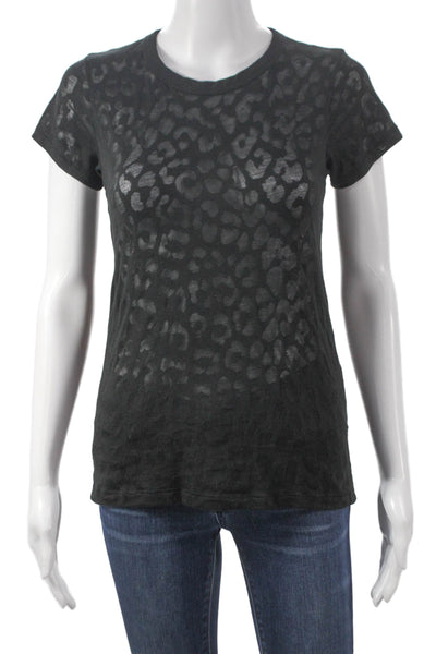 Rag & Bone Womens Basic Animal Print Crew Neck Short Sleeve T-Shirt Size XS