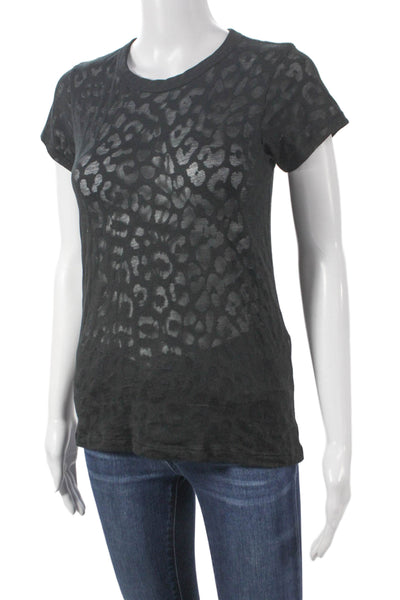 Rag & Bone Womens Basic Animal Print Crew Neck Short Sleeve T-Shirt Size XS