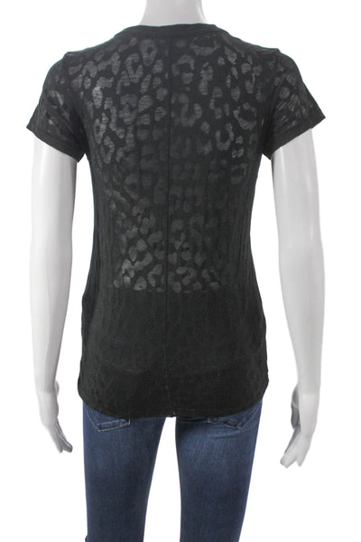Rag & Bone Womens Basic Animal Print Crew Neck Short Sleeve T-Shirt Size XS