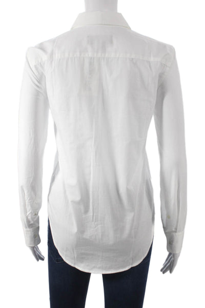 Nili Lotan Women White Cotton Collared Button-Up Blouse Long Sleeve Size XS