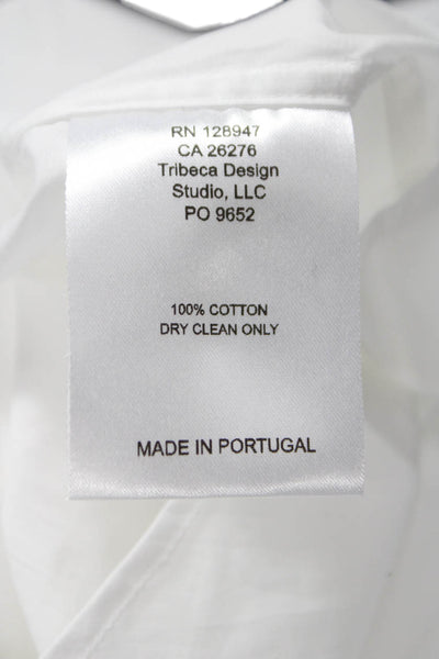 Nili Lotan Women White Cotton Collared Button-Up Blouse Long Sleeve Size XS