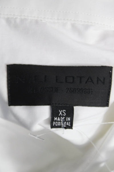 Nili Lotan Women White Cotton Collared Button-Up Blouse Long Sleeve Size XS