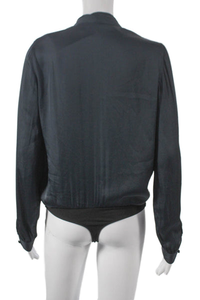 Paige Womens Blue V-Neck Long Sleeve Basic Blouse Polyester Button Size XS