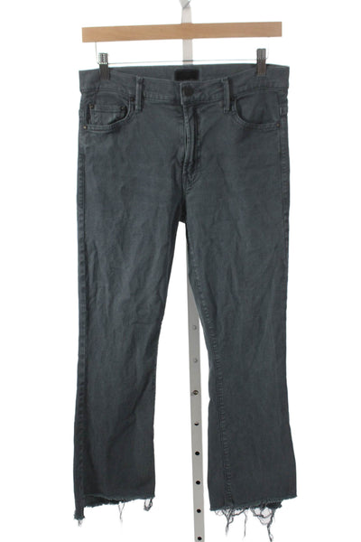 Mother Women Flared Jeans Gray Cotton Mid Rise Inseam 24 Size 28