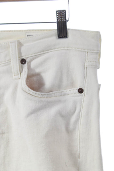 Rag & Bone Womens Ankle Jeans Ivory Cotton Mid Rise Button Size 28
