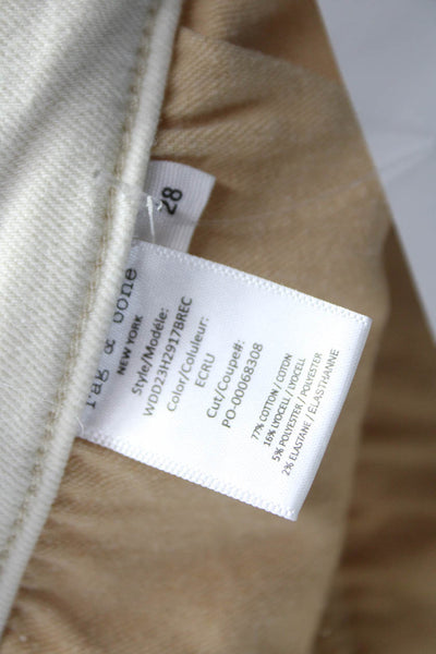 Rag & Bone Womens Ankle Jeans Ivory Cotton Mid Rise Button Size 28