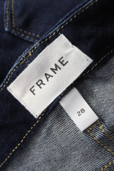 Frame Women Bootcut Jeans Blue Cotton Blend Mid Rise Button Size 28