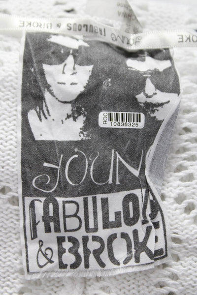 Young Fabulous & Broke Women Cardigan White V-Neck Long Sleeve Size XS