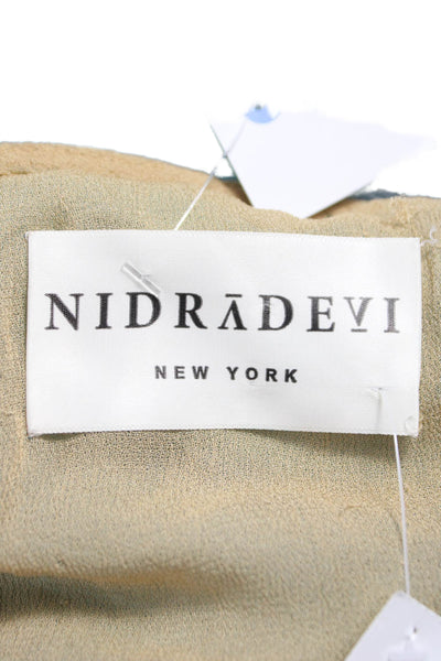 Nidradevi New York Women Shift Dress Blue Silk Sleeveless Mini Size S