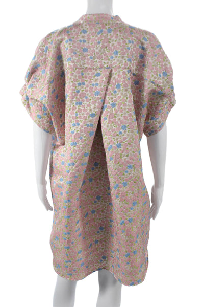 JAG Womens Pink Floral V-Neck Short Sleeve Shift Dress Size M