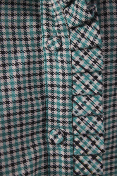Tuckernuck Womens Short Shift Dress Plaid Collared Button Long Sleeve Size L