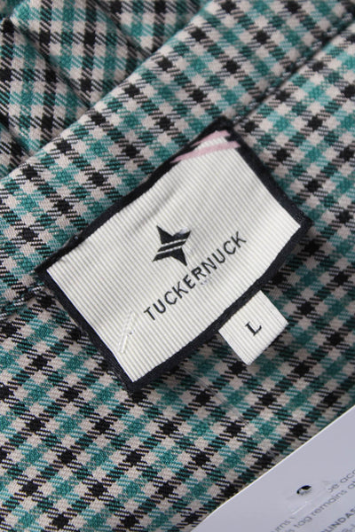 Tuckernuck Womens Short Shift Dress Plaid Collared Button Long Sleeve Size L