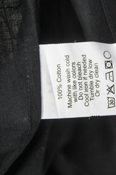 Hunter Bell Womens Black Cotton Collared Short Sleeve Button Up Top Size L