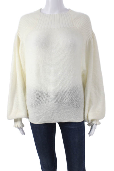Free People Womens Ivory Wool Pullover Sweater Crew Neck Long Sleeve Size XS