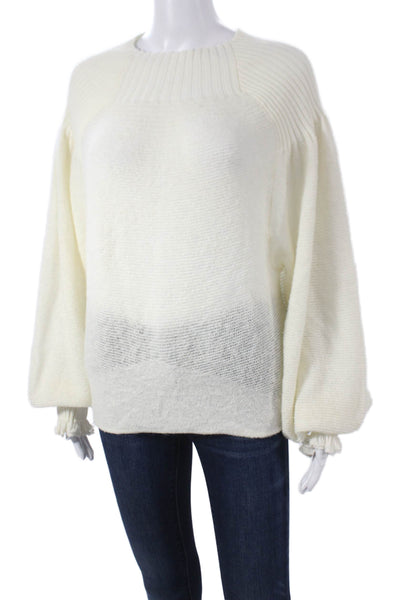 Free People Womens Ivory Wool Pullover Sweater Crew Neck Long Sleeve Size XS