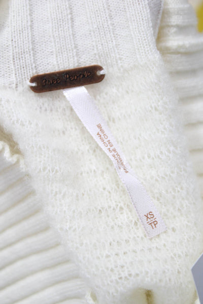 Free People Womens Ivory Wool Pullover Sweater Crew Neck Long Sleeve Size XS
