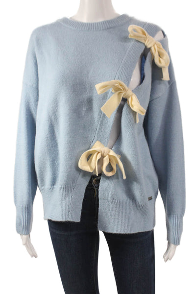 Jovonna London Women Blue Pullover Crew Neck Long Sleeve Acrylic Size S