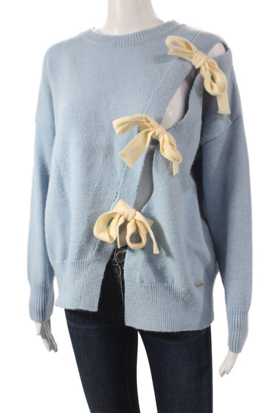 Jovonna London Women Blue Pullover Crew Neck Long Sleeve Acrylic Size S
