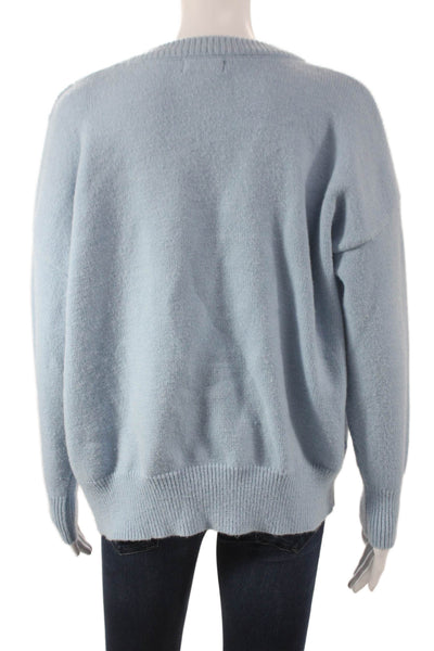 Jovonna London Women Blue Pullover Crew Neck Long Sleeve Acrylic Size S