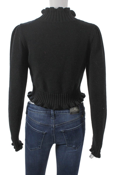 525 Womens Pullover Sweater Black 100% Cotton Mock Neck Long Sleeve Size S