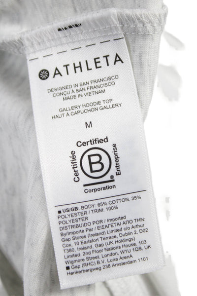 Athleta Women Pullover Hoodie Collared Cotton Blend Gray Long Sleeve Size M