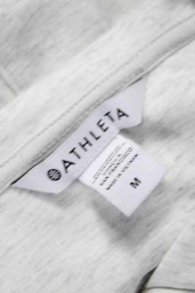 Athleta Women Pullover Hoodie Collared Cotton Blend Gray Long Sleeve Size M