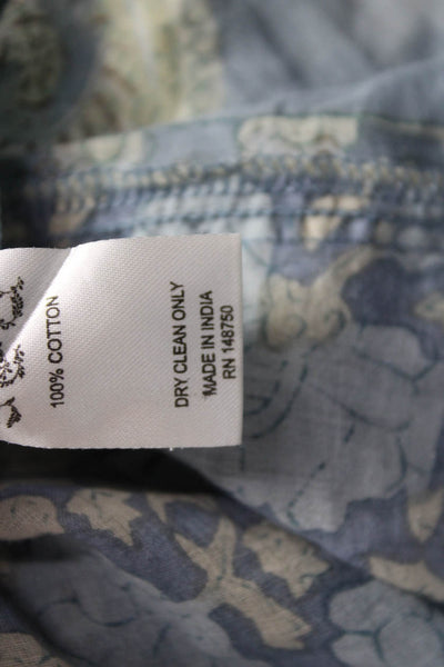 Sea New York Women Tunic Blouse Sleeveless Round Neck Blue Cotton Size M