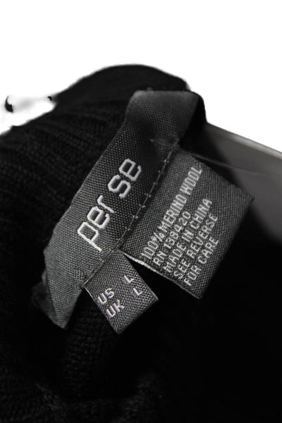 Per Se Women Merino Wool Cape Sweater Turtleneck Black Size L