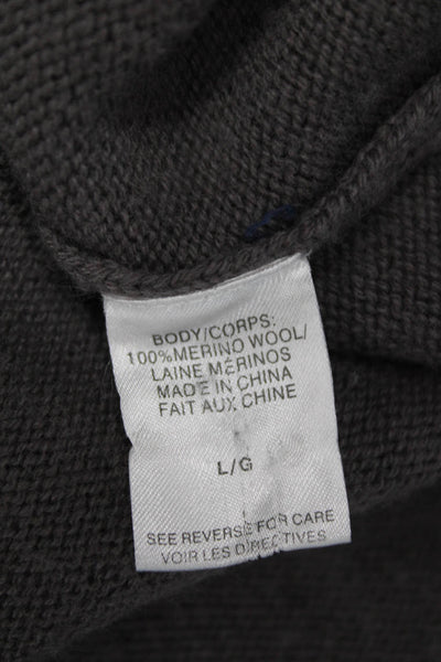 Cami NYC Womens Merino Wool V-Neck Cardigan Gray Long Sleeve Size L