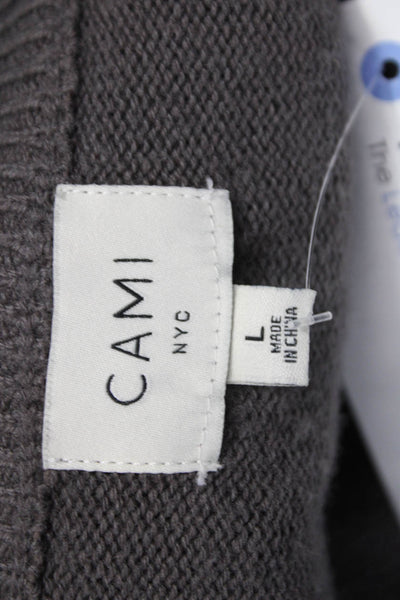 Cami NYC Womens Merino Wool V-Neck Cardigan Gray Long Sleeve Size L