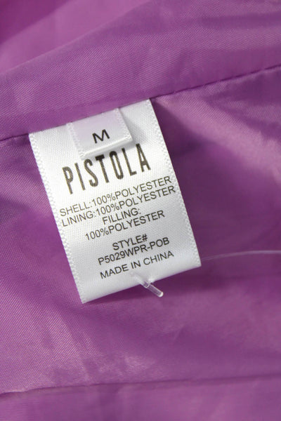 Pistola Women Puffer Jacket Purple Paisley Snap Long Sleeve Polyester Size M