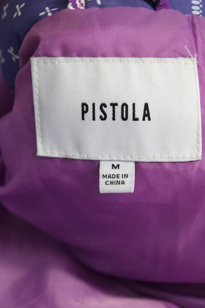 Pistola Women Puffer Jacket Purple Paisley Snap Long Sleeve Polyester Size M