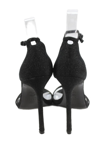 Stuart Weitzman Womens Stiletto Thin Ankle Strap Sandals Black Leather Size 7
