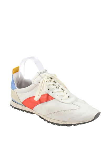 Oncept Womens Lace Up Leather Low Top Sneakers White Red Blue Size 8