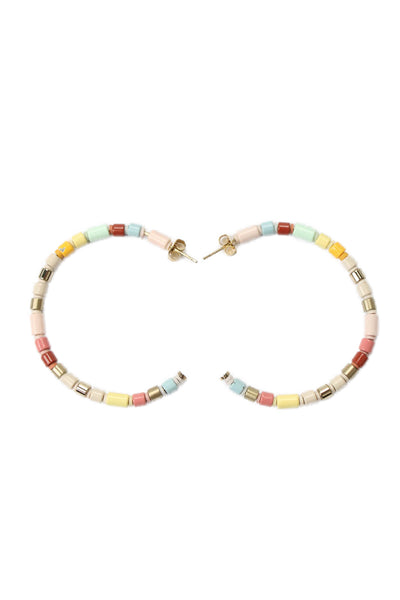 Roxanne Assoulin Womens Gold Tone Multicolor Enamel Pastel Beaded Hoops
