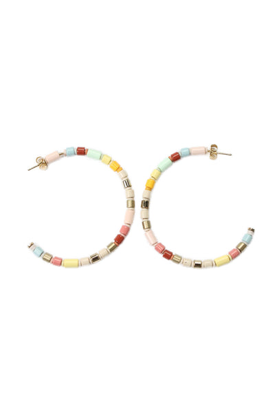 Roxanne Assoulin Womens Gold Tone Multicolor Enamel Pastel Beaded Hoops