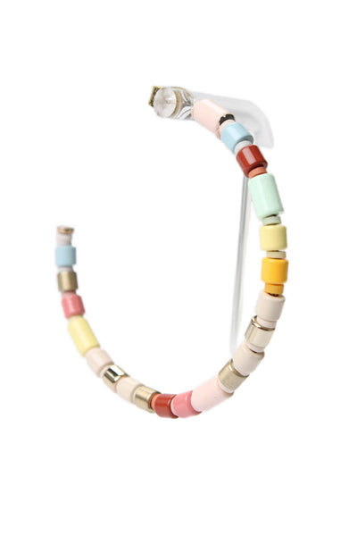 Roxanne Assoulin Womens Gold Tone Multicolor Enamel Pastel Beaded Hoops