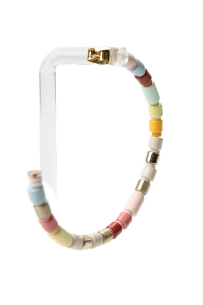 Roxanne Assoulin Womens Gold Tone Multicolor Enamel Pastel Beaded Hoops