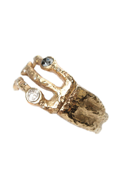 Tat2 Womens Gold Plated Crystal Capri 3 Row Bangle