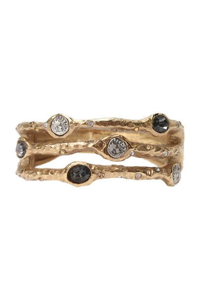 Tat2 Womens Gold Plated Crystal Capri 3 Row Bangle