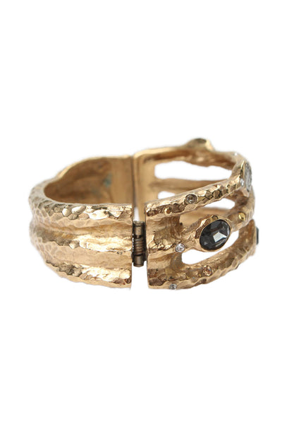 Tat2 Womens Gold Plated Crystal Capri 3 Row Bangle
