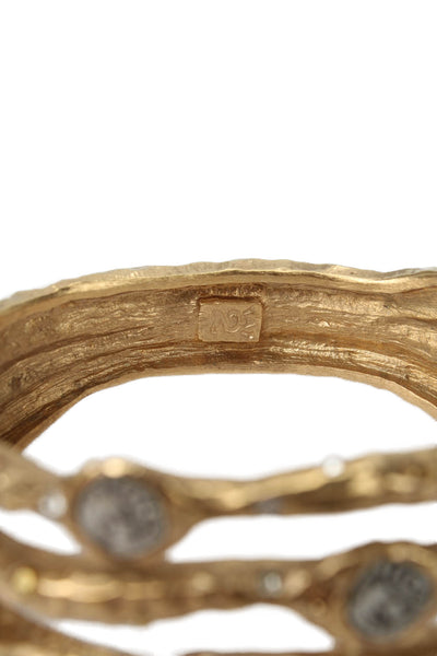 Tat2 Womens Gold Plated Crystal Capri 3 Row Bangle
