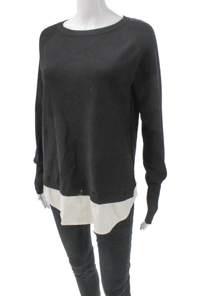 Brochu Walker Women Black Viscose Pullover Sweater Crew Neck Long Sleeve Size L