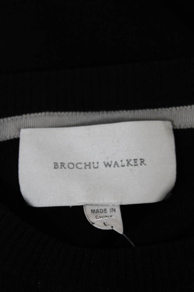 Brochu Walker Women Black Viscose Pullover Sweater Crew Neck Long Sleeve Size L