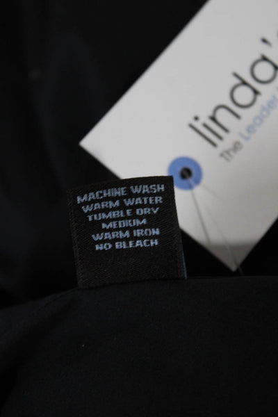 Alara Women Basic Collared Black Button-Up Top Long Sleeve Cotton Blend Size L