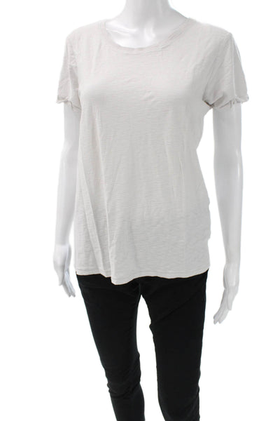 Nation LTD Women Basic T-Shirt White Cotton Crew Neck Short Sleeve Size L